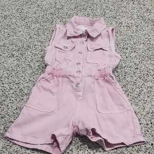 Zara Light Pink Toddler Romper with Button Front